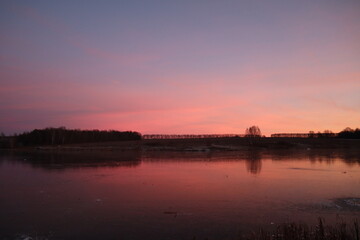 sunset over the river