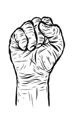 Fist. Vintage hand silhouette poster. Text message for protest action. Vector Illustration.