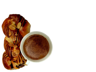 Coffee bread on a white background , Breakfast of Office work