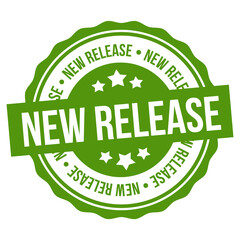 New Release Stamp. Green eps10 Vector Badge.