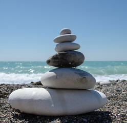 stack of stones on beach
