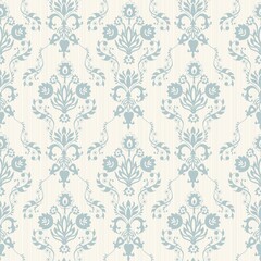 Obraz premium Seamless damask wallpaper. Seamless vintage pattern in Victorian style . Hand drawn floral pattern. Vector illustration 