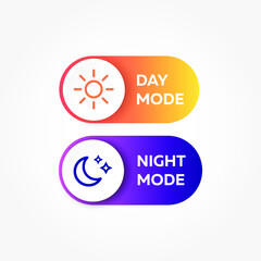 Vector illustration day and night mode switch set. Simple concept of interface ui symbol. On Off or Day and Night Buttons.