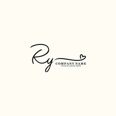 Fototapeta premium RY initials signature logo. Handwriting logo vector templates. Hand drawn Calligraphy lettering Vector illustration. 