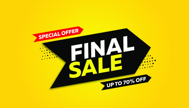 Final sale banner, special offer up to 70% off. Vector illustration.