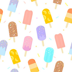 Cute ice cream seamless pattern background.