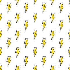 Thunder seamless pattern on white background.