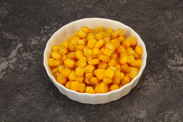 Sweet corn seeds in the bowl