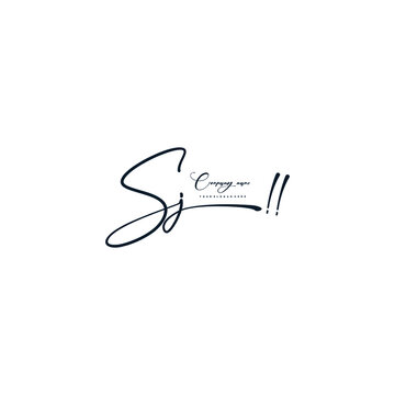 SJ initials signature logo. Handwriting logo vector templates. Hand drawn Calligraphy lettering Vector illustration.
