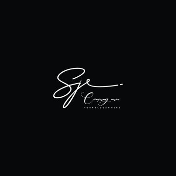 SJ initials signature logo. Handwriting logo vector templates. Hand drawn Calligraphy lettering Vector illustration.
