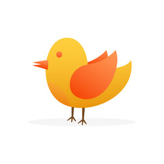 Bird flat on white background. Cute animal set. Animal cartoon character set. Vector stock illustration.