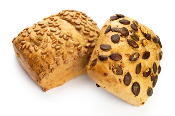 Rye eco breads on the white background.