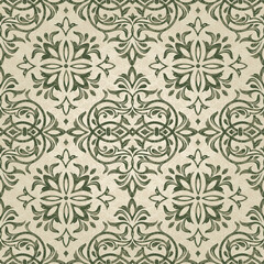 Seamless Damask pattern. Majolica pottery tile  azulejo, original traditional Portuguese and Spain decor. Seamless pattern with Victorian motives. Vector illustration.