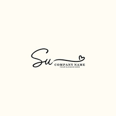 SU initials signature logo. Handwriting logo vector templates. Hand drawn Calligraphy lettering Vector illustration.
