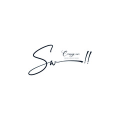 SW initials signature logo. Handwriting logo vector templates. Hand drawn Calligraphy lettering Vector illustration.
