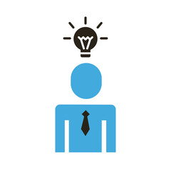 businessman figure in bulb flat style icon