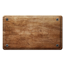 Empty wooden sign isolated at white background, texture surface.3d illustration.