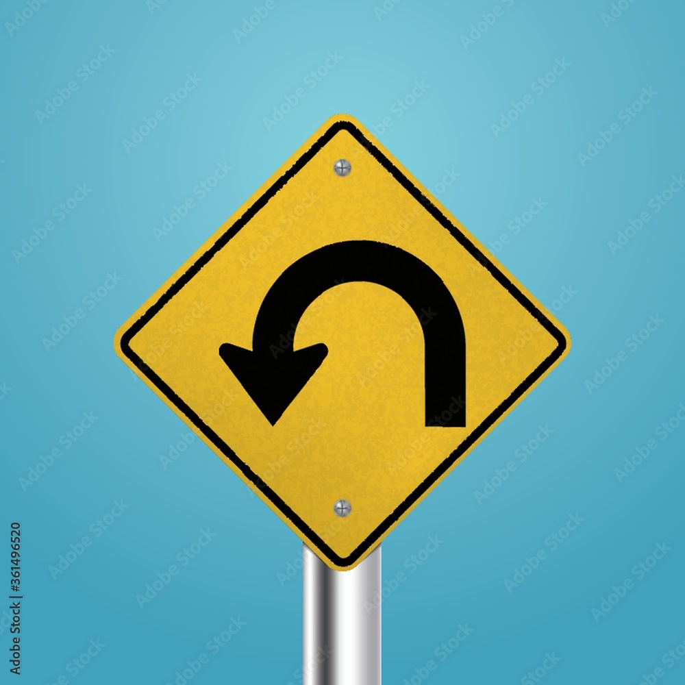 Wall mural u-turn signboard