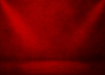 Red room background. Studio template. 