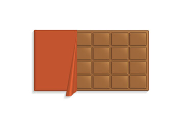 Vector illustration. A chocolate bar on a white background. Top view.