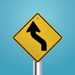 Left reverse curve signboard