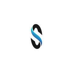 initial letter S logo, line art style design template