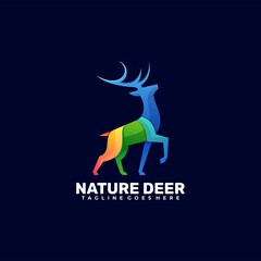 Vector Logo Illustration Nature Deer Gradient Colorful Style. © Artnivora