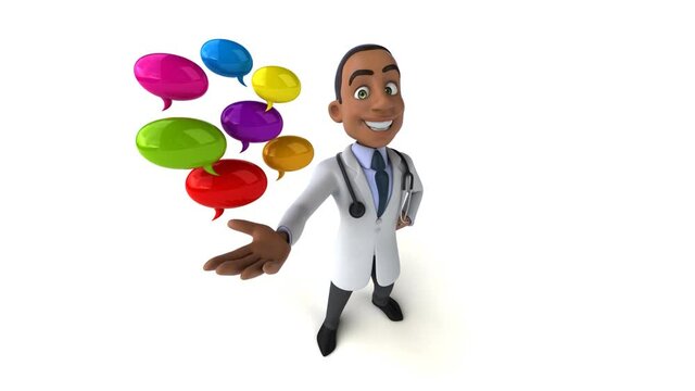 Fun 3D cartoon black doctor