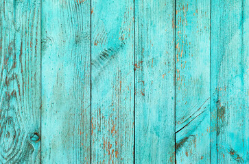 Fototapety  Weathered blue wooden background texture. Shabby wood teal or turquoise green painted. Vintage beach wood backdrop.