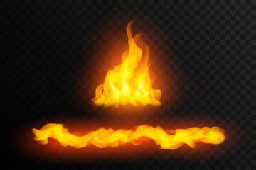 Fire flames, campfire, vector illustration.