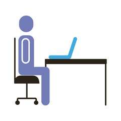 businessman figure working in laptop flat style icon