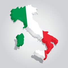 Italy map with flag