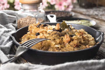Bigos, a traditional Polish dish with cabbage.