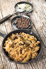 Bigos, a traditional Polish dish with cabbage.