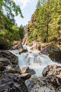 Wild Varinka river in lower parf of Vratna dolina valley in Mala Fatra mountains near Terchova village in Slovakia