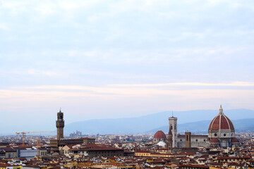 Fototapeta na wymiar A view of the city of Florence seen from the ''Piazzale Michelangelo''