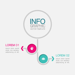 Vector infographic template with 2 steps or options. Data presentation, business concept design for web, brochure, diagram.