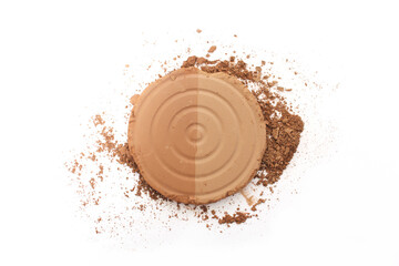 Bronzer or Contour Powder With Brush on White Background