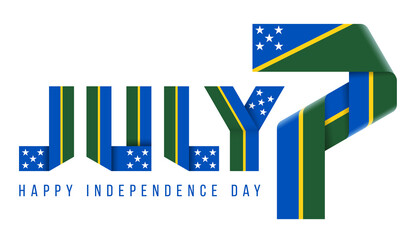 July 7, Independence Day of Solomon Islands congratulatory design with flag of Solomon Islands elements.