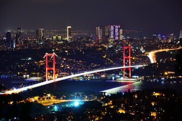 Fototapeta na wymiar Istanbul Bosphorus Bridge at night.