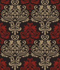 Vector seamless floral colorful damask pattern.  Wallpaper in victirian style