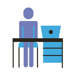 businessman figure working in laptop flat style icon