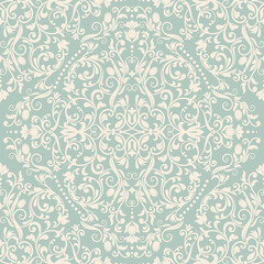 Seamless damask wallpaper. Seamless vintage pattern in Victorian style . Hand drawn floral pattern. Vector illustration	
