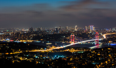 Istanbul Bosphorus Bridge at night.