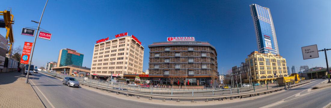 Istanbul, Turkey - February 18, 2017: Headquarters building of Turkish daily newspapers Milliyet and Vatan in Caglayan, Sisli, Istanbul.