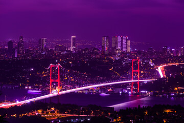 Fototapeta na wymiar Istanbul Bosphorus Bridge at night.