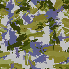 Field camouflage of various shades of grey, violet and green colors