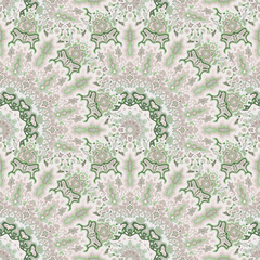Chakra flower seamless pattern. Asian ethnic vector graphic design. Weave arabesque peacock geometric seamless ornament. Scarf fashion print.