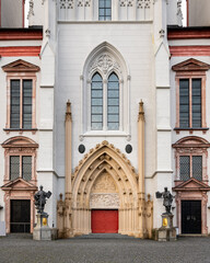 Main entrance of Basilica of the Birth of the Virgin Mary in Mariazell