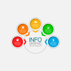 Vector infographic template with 5 steps or options. Data presentation, business concept design for web, brochure, diagram.